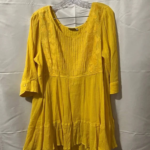 eShakti Yellow Embroidered Tunic Dress. Never worn. Excellent condition. - Picture 1 of 15